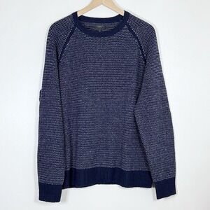 J Crew Mens 100% Lambswool Sweater Size XL Navy Blue Crewneck Classic Heritage